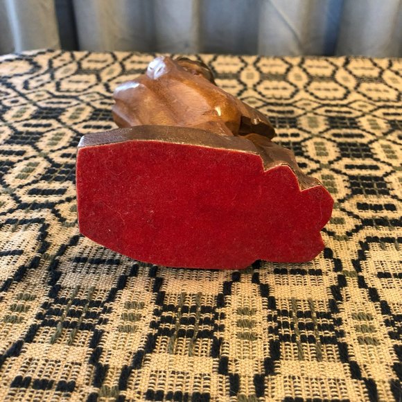 Wood Sculpture Held in Gods Hands Artisan Piece Women Held in Gods Hand 6" Tall - Picture 6 of 7